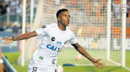  ?? PAULO WHITAKER/REUTERS ?? Boa causa. Rodrygo teve de ‘cabular’ para defender o Santos