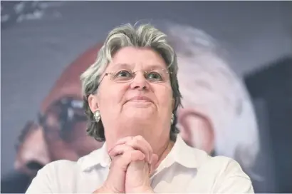  ?? Picture: Tracy Lee Stark ?? INDIGNATIO­N. Barbara Hogan, Kathrada’s widow, speaks to the media at a press conference at the Nelson Mandela Foundation yesterday.