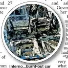  ?? ?? Inferno...burnt-out car where body was found