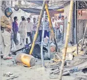  ??  ?? The blast site on Nandan Mahal Road.