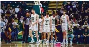  ?? JOE CRAVEN / WRIGHT STATE ATHLETICS ?? Wright State’s usual starting lineup of (from left) Brandon Noel, Trey Calvin, Alex Huibregtse, Tanner Holden and AJ Braun is lacking the type of true rim protector the team has featured in years past.