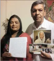  ?? PICTURE: SUPPLIED ?? Sharmila and Prakash Seetal with the letter that connected them to family in India and photograph­s from their trip to India.