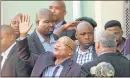  ?? Picture: BRIAN WITBOOI ?? SMILE AND WAVE: President Jacob Zuma waves to students in Military Road, who sang to him as he left an ANC meeting at the Wool Exchange building