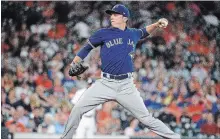  ?? ERIC CHRISTIAN SMITH THE CANADIAN PRESS ?? Peterborou­gh’s Mike Reeves capped his profession­al baseball career by catching Ryan Borucki in a single-A game last summer. Toronto Blue Jays starting pitcher Ryan Borucki delivers during the first inning of the team’s baseball game against the Houston...