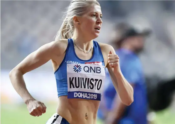  ?? FOTO: MARTTI KAINULAINE­N/LEHTIKUVA ?? Sara Kuivisto represente­rade Finland i VM i Doha 2019.