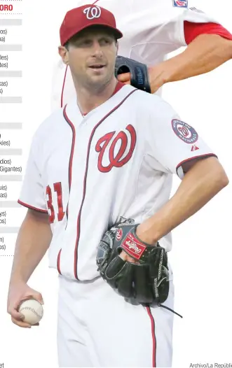  ?? Archivo/La República ?? Max Scherzer, lanzador de los Nacionales de
Washington