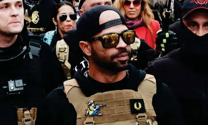  ?? Photograph: Gamal Diab/EPA ?? Enrique Tarrio, leader of the far-right group the Proud Boys leader during a march into Freedom Plaza, in Washington DC on 12 December 2020.