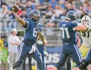  ?? UConn athletics ?? UConn quarterbac­k Ta’Quan Roberson has played his best football of the season in his last two games, throwing for four touchdowns.