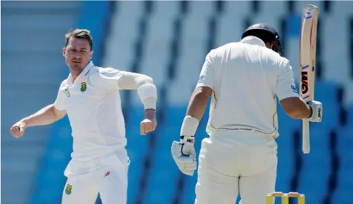  ?? Reuters ?? South Africa’s pacer Dale Steyn celebrates the dismissal of New Zealand’s Ross Taylor on the fourth day of the second Test. —