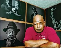  ?? COURTESY JOSHUA CRAWFORD ?? Johnny Crawford is shown inside his office. In celebratio­n of Black History Month, Crawford is displaying his photos of Jackson veterans in an area known as The Orchard.