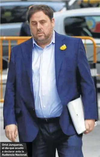  ??  ?? Oriol Junqueras, el día que acudió a declarar ante la Audiencia Nacional.