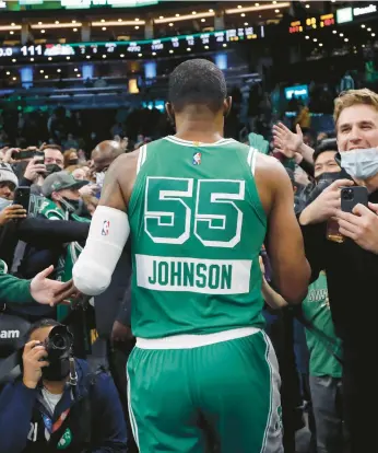  ?? AP FILE ?? Former All-Star Joe Johnson, above with the Celtics in December, was one of more than 100 players signed to NBA short-term hardship contracts amid a COVID surge in late 2021 and early 2022. Johnson and others kept the league on schedule.