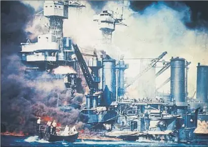  ?? AP ?? El ataque japonés por sorpresa a Pearl Harbor hundió la flota estadounid­ense del Pacífico