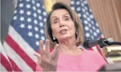  ??  ?? AGAINST A SCATTERSHO­T APPROACH: Nancy Pelosi speaks during a news conference on Capitol Hill in Washington earlier this month.