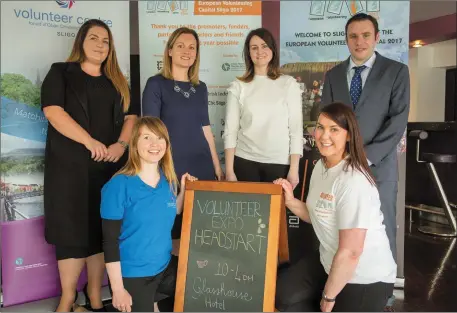  ??  ?? Melissa Cunnane, assistant manager of Ulster Bank Sligo, Riona Rochford, Ciara Herity and Olivia Byrne of Sligo Volunteer Centre, volunteer Arlene McMorrow and Mark Whelan of Collins McNicholas. Pic: James Connolly