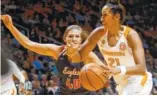  ?? THE ASSOCIATED PRESS ?? Tennessee’s Mercedes Russell drives to the basket against Carson-Newman’s Jecca Simerly during Tuesday night’s exhibition game at Thompson-Boling Arena in Knoxville.