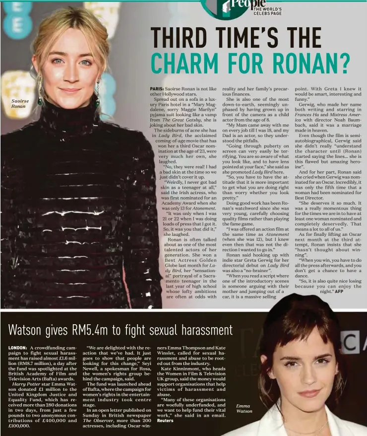  ??  ?? Saoirse Ronan