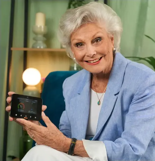  ?? ?? TV legend Angela Rippon has recently partnered with Smart Energy GB to show households how a smart meter could help keep track of their energy bills