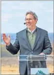  ?? Catoosa County Chamber of Commerce ?? Jeff Londis, president of White Oak Enterprise­s, which, along with Tenby Partners, operating as Chattanoog­a Industrial LLC, spoke at the groundbrea­king for a new industrial park in Catoosa County.