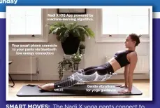  ??  ?? SMART MOVES: The Nadi X yoga pants connect to your iPhone via Bluetooth