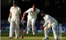  ??  ?? Murtagh took five wickets as England were all out for 85 during a remarkable first morning. Photograph: Andrew Boyers/ Action Images via Reuters