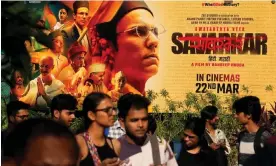  ?? Rajanish Kakade/AP ?? A poster for the film Swatantra Veer Savarkar outside a cinema in Mumbai. Photograph: