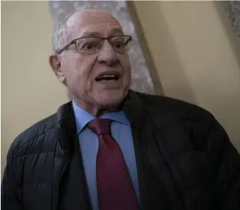  ?? AP FILE ?? ‘I WOULD DO IT’: Harvard Law professor Alan Dershowitz says while he ‘wouldn’t have given’ or ‘wouldn’t have advised him to give’ the speech President Trump delivered outside the White House on Wednesday, it is protected by the First Amendment.