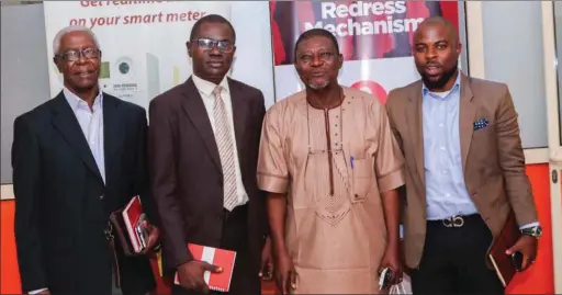  ??  ?? L-R: Chairman, Associatio­n of Shomolu Printers Cooperativ­e, Chief Mark Anthony; Business Manager Shomolu Business Unit of Ikeja Electric, Engr. Basanya Taofik; CDC Chairman Shomolu, Oduguwa Adedapo, and Head Power Allocation Team Ikeja Electric, Adewale Atobatele, during an engagement with Shomolu CDC/CDA executive and Associatio­n of printers executives on the deployment of meters to Shomolu communitie­s and environs in Lagos