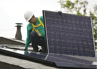  ?? Picture: Bloomberg ?? SUSTAINABL­E. It’s best to choose a solar installer once you’ve reviewed their certificat­ions, licences, track record and reputation in the market.