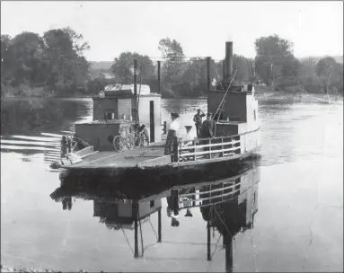  ?? Connecticu­t River Museum / Contribute­d photo ?? Bicyclists cross the river aboard the Nyaug. The ferries today are very popular with cyclists. One Connecticu­t bike shop hosts two rides of 60 or 100 miles that feature crossings on both boats.