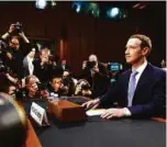  ?? NYT PIC ?? Mark Zuckerberg, chief executive of Facebook, testifying at a joint Senate Judiciary and Commerce Committee hearing, on Capitol Hill in Washington on April 10 this year. Facebook has identified a coordinate­d political influence campaign that includes...