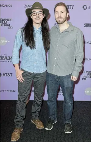  ?? Pictture: GETTY IMAGES/ ERNESTO DISTEFANO ?? CONNECTED: Director Jeff Orlowski and tech expert Tristan Harris attend the premiere of the documentar­y ‘The Social Dilemma’ at the 2020 Sundance Film Festival on January 26.