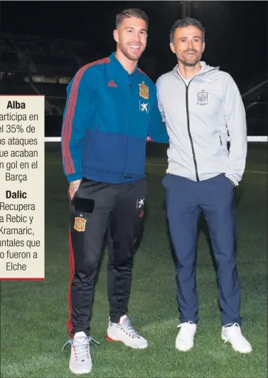  ??  ?? CON BUENA CARA. Ramos y Luis Enrique posaron así en vísperas del partido de Zagreb.