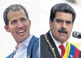  ?? /AFP ?? Power struggle: National Assembly leader Juan Guaido, left, has thanked EU countries for their support as he seeks to remove Nicolas Maduro, right, from office amid a humanitari­an crisis in Venezuela.