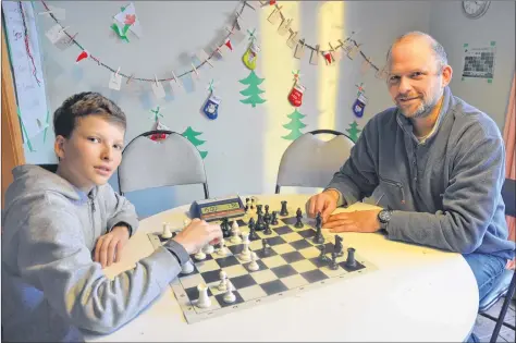  ?? KIRK STARRATT ?? Fourteen-year-old Jonas Dornieden and father Ralf Dornieden, of Wolfville Ridge, are co-organizing a tournament to help get the East Kings Chess Club up and running.