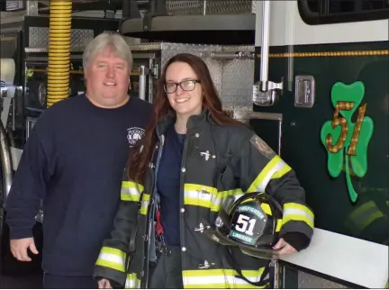  ?? BOB KEELER — MEDIANEWS GROUP ?? Father and daughter Bill and Morgan Reice, of New Hanover Township, are both Limerick Fire Department members. He is a paramedic with Trappe Fire Company and she plans to become a paramedic.