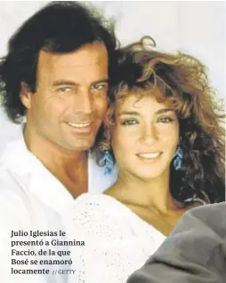  ?? // GETTY ?? Julio Iglesias le presentó a Giannina Faccio, de la que Bosé se enamoró locamente