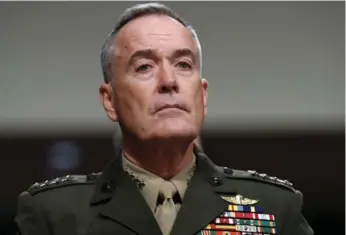  ?? JACQUELYN MARTIN/THE ASSOCIATED PRESS FILE PHOTO ?? Gen. Joseph Dunford said “there will be no modificati­ons” to current policy on transgende­r troops for now.