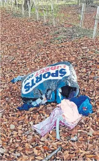  ??  ?? Farm staff found 25 bags of rubbish dumped at the side of the road on the way to Auchmithie.