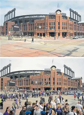  ?? Joe Amon, Denver Post file ?? Above: Fans flock to Coors Field for the Rockies’ home opener against the Los Angeles Dodgers on April 5, 2019.