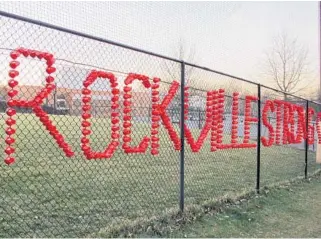  ?? BRIAN WITTE/AP ?? Plastic cups spell out Rockville Strong, at Rockville High School in Rockville, Md.