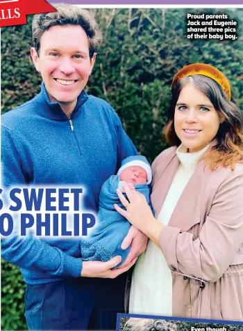  ??  ?? Proud parents Jack and Eugenie shared three pics of their baby boy.