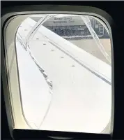  ?? RACHEL COLBY — THE ASSOCIATED PRESS ?? A cracked window on Southwest Airlines Flight 957 forced an abrupt landing in Cleveland on Wednesday.