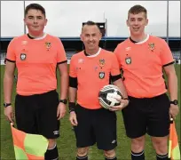 ??  ?? Match officials at the finals, (l to r) Paul Collins, Alan Goring and Ronan Little.