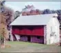  ??  ?? Shown here is the Keim barn when its forebay was repainted by the Society in the early 70s in anticipati­on for their Colonial Cherry Fair.