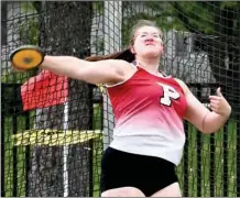  ?? ?? Plymouth’s Sydney Rice (left) will compete in both the shot put and discus at the regional meet Tuesday night. Also competing will be Bremen’s 4x400 relay team (right, photo courtesy of Bremen HS Athletics).