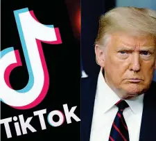  ??  ?? Contrappos­ti
A sinistra il logo di TikTok e a destra il presidente Trump