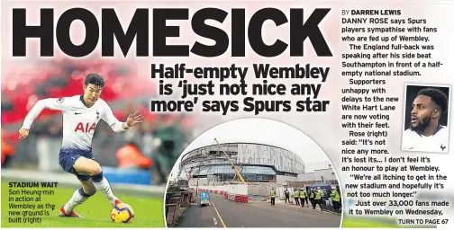  ?? STADIUM WAIT ?? Son Heung-min in action at Wembley as the new ground is built (right)