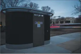  ?? Herald photo by Tijana Martin ?? The self-cleaning washroom downtown has been closed for more than two months but is expected to reopen come March 1. @TMartinHer­ald