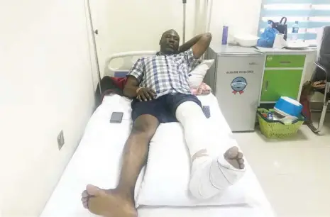  ??  ?? Abdullahi Aminu after a successful surgery at the 44 Nigerian Army Reference Hospital Kaduna